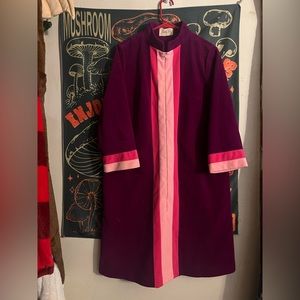 Vintage Vanity Fair purple pink nightgown robe zip up size 16